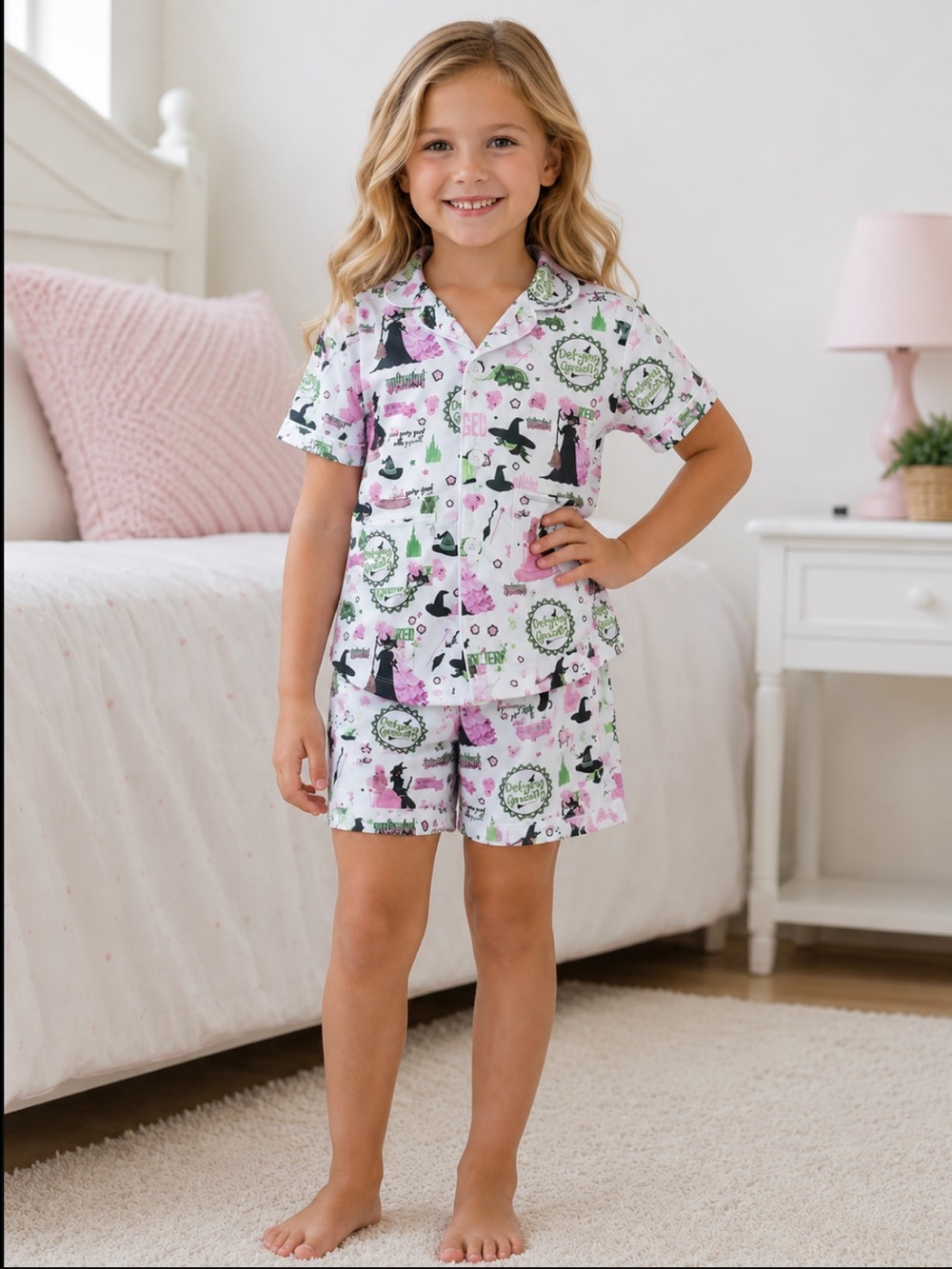 New Girls Boutique Wicked Print Shorts Pajama Set Glinda Elphaba Wizard of Oz